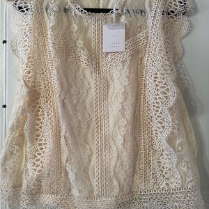 Lace Sleeveless Top - Cream